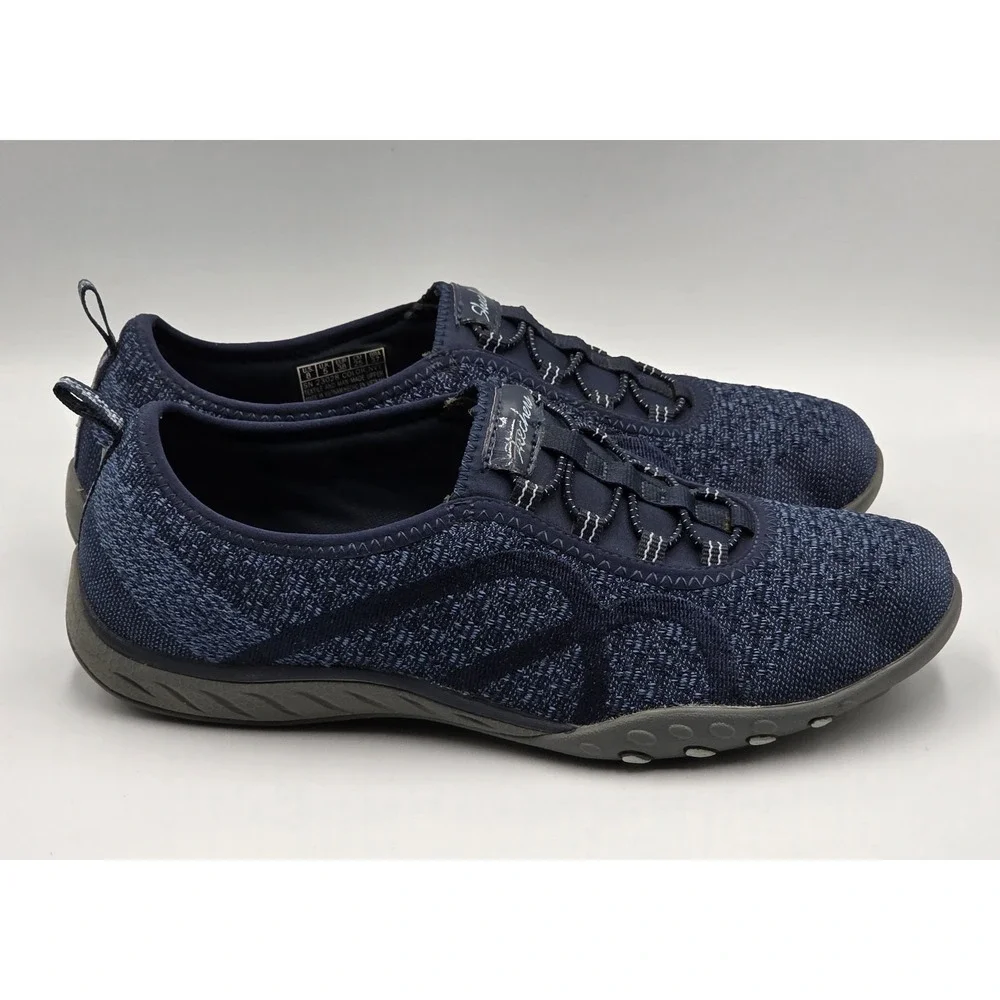 Skechers Breathe Easy Slip On Women's 8 Navy Relaxed Fit Walking Shoes - Picture 4 of 12